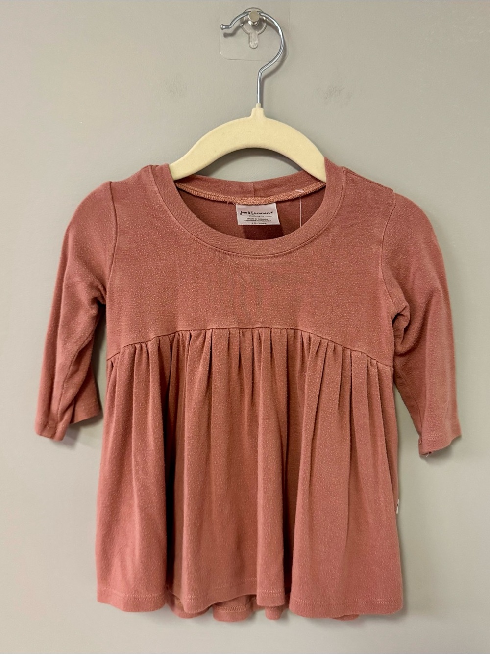Girls' Mauve Long-Sleeve Peplum Dress